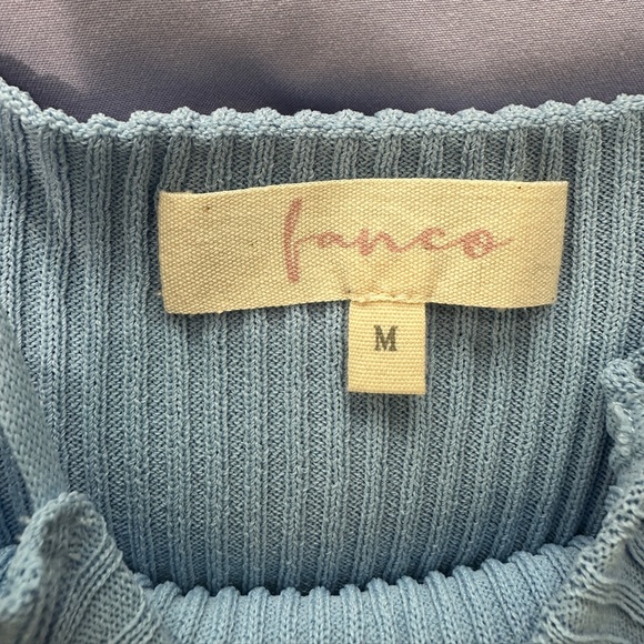 Franco Sarto Blue Ribbed Spaghetti Strap Tank Top | Size M - Picture 12 of 12